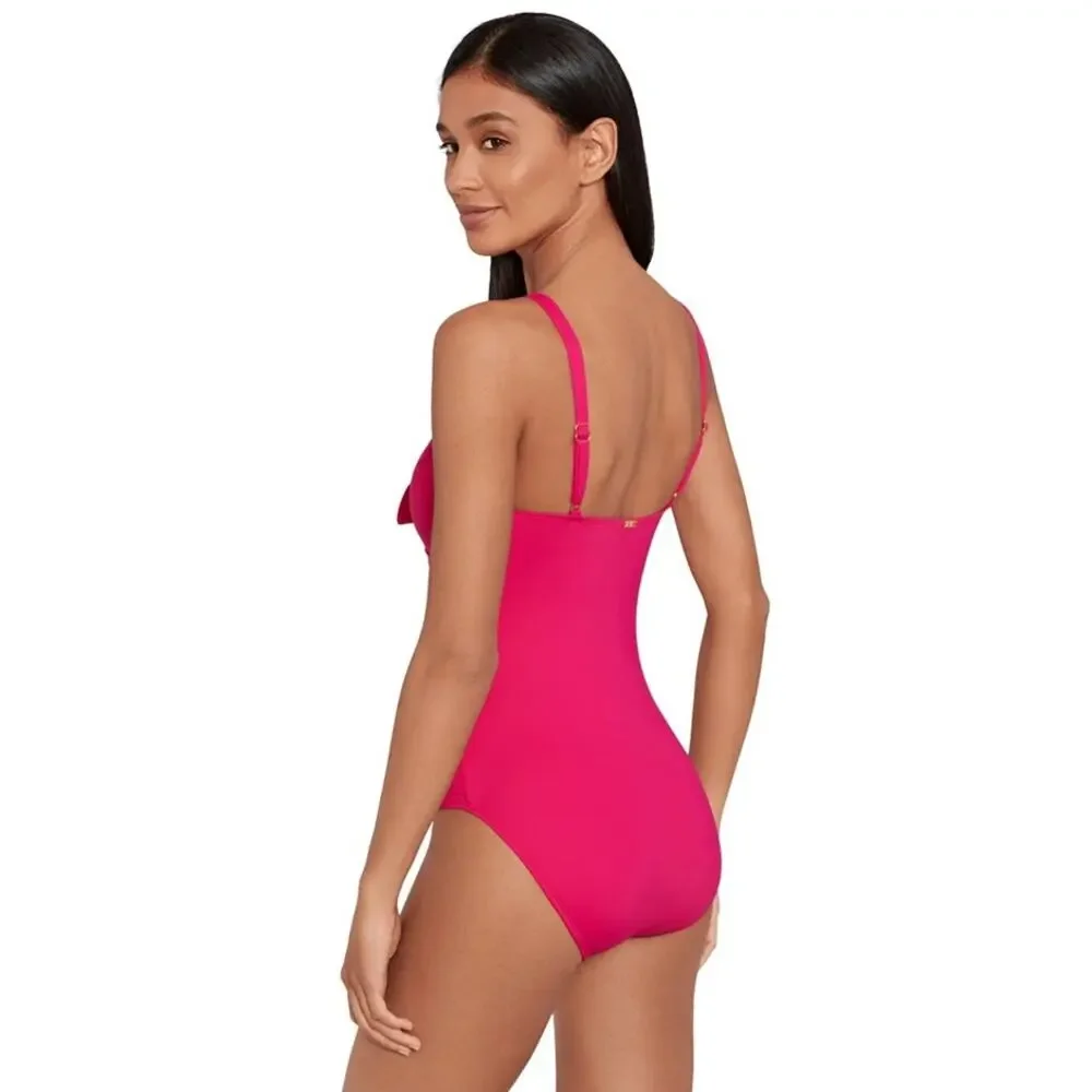 Lauren Ralph Lauren Women's Beach Club Tie Front One Piece Swimsuit In Orchid